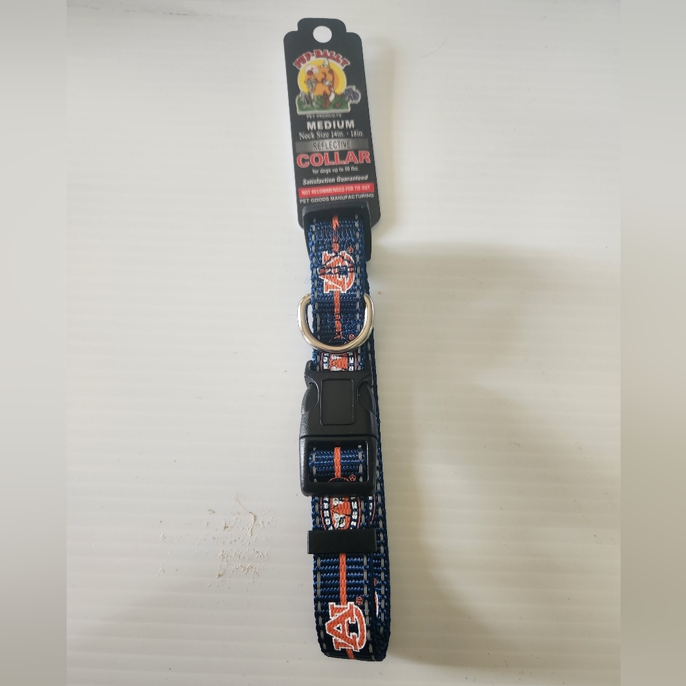 Auburn Dog Collar Adjustable  Size Medium (14in -18in)